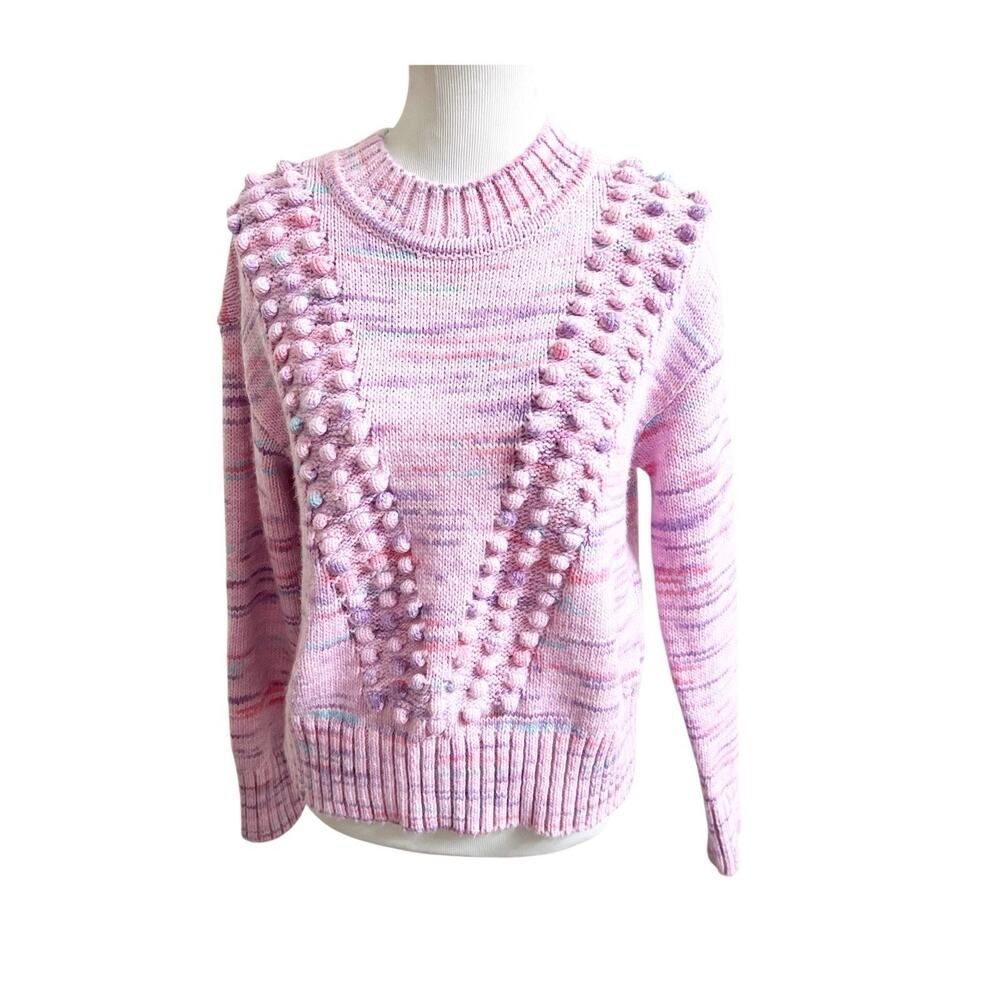 Talbots Space Dye Chunky Knit Sweater Size Small NWT Chevron Stitch Mock Neck - Picture 2 of 11